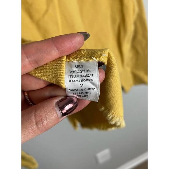 Emory Park Mustard Yellow Cropped Frayed Hem Utility Jacket Size Medium Women’s - Picture 2 of 5